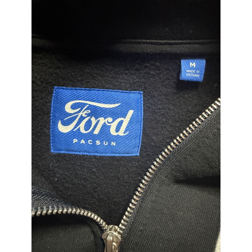 Ford PacSun Hoodie Mens Medium Black Zip Up Sweatshirt New Oversized Graphic - Picture 3 of 11